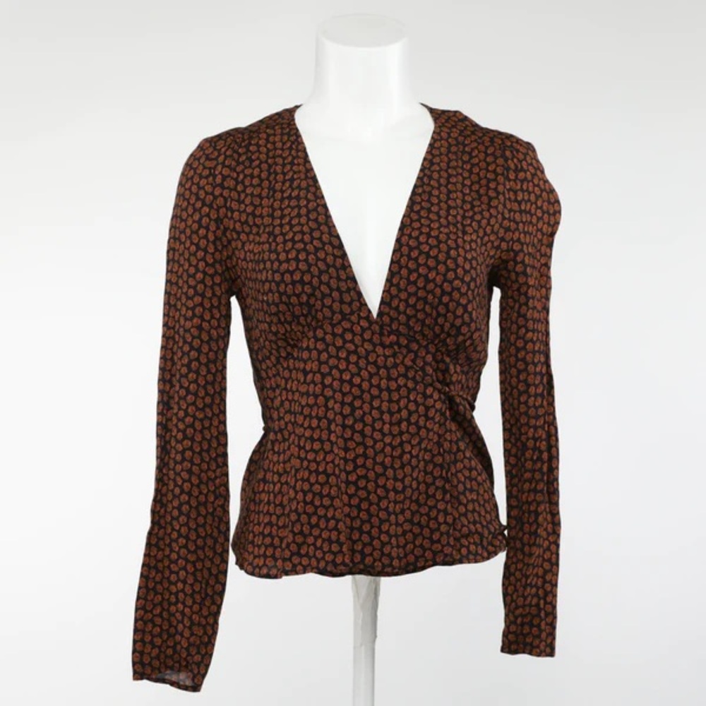 & Other Stories abstract patterned long sleeve wrap top size 0/small